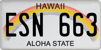 HI license plate ESN663
