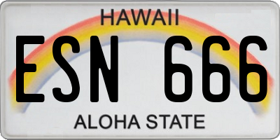 HI license plate ESN666