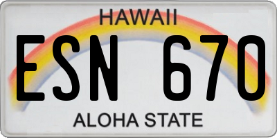 HI license plate ESN670