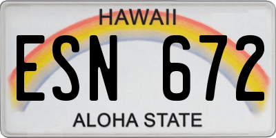 HI license plate ESN672