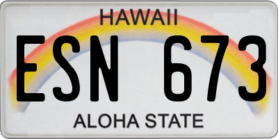 HI license plate ESN673