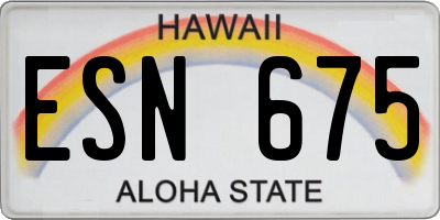 HI license plate ESN675