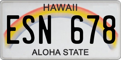 HI license plate ESN678