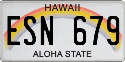 HI license plate ESN679
