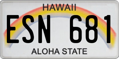 HI license plate ESN681