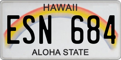 HI license plate ESN684