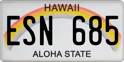 HI license plate ESN685