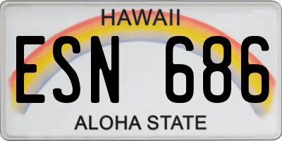 HI license plate ESN686
