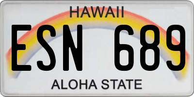 HI license plate ESN689