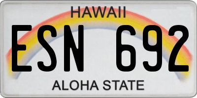 HI license plate ESN692