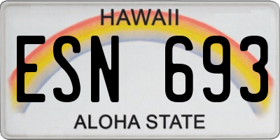 HI license plate ESN693