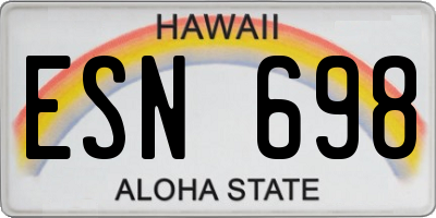 HI license plate ESN698