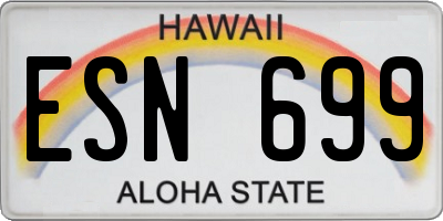 HI license plate ESN699