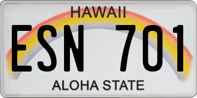 HI license plate ESN701