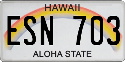 HI license plate ESN703