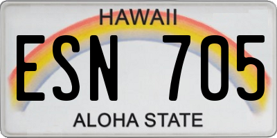 HI license plate ESN705