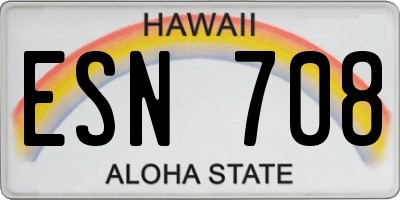 HI license plate ESN708