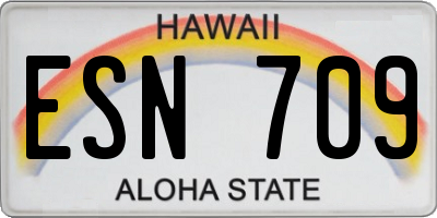 HI license plate ESN709