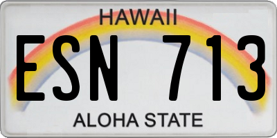 HI license plate ESN713