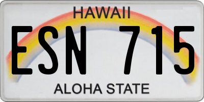 HI license plate ESN715