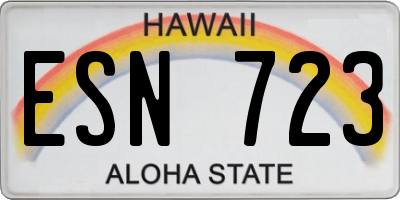 HI license plate ESN723