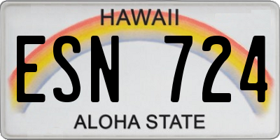 HI license plate ESN724