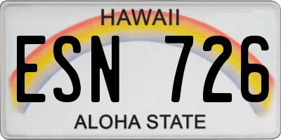HI license plate ESN726