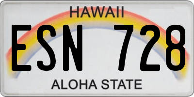 HI license plate ESN728