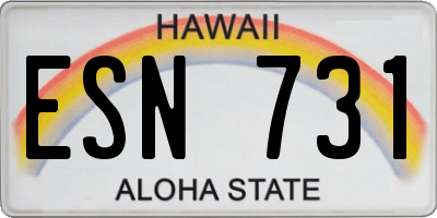 HI license plate ESN731