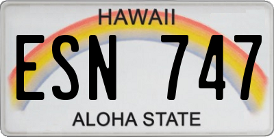HI license plate ESN747
