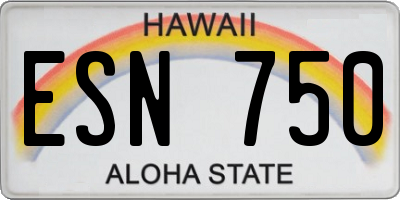 HI license plate ESN750