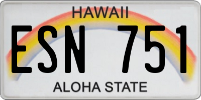 HI license plate ESN751