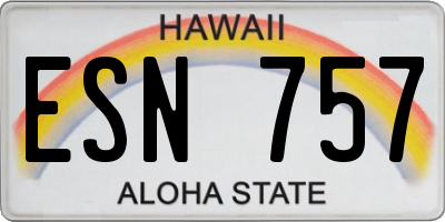 HI license plate ESN757