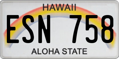 HI license plate ESN758