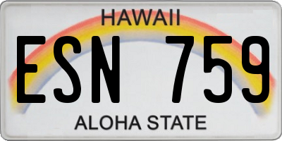 HI license plate ESN759