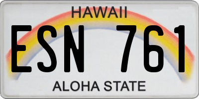 HI license plate ESN761