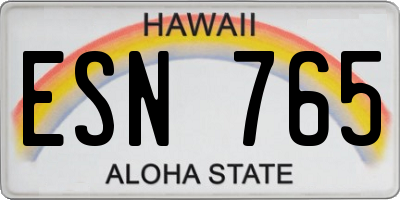 HI license plate ESN765