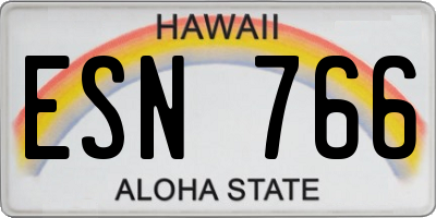 HI license plate ESN766