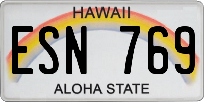 HI license plate ESN769