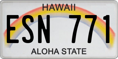 HI license plate ESN771