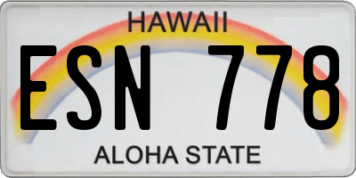 HI license plate ESN778