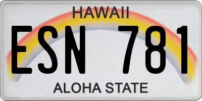 HI license plate ESN781
