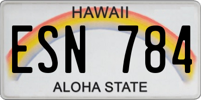 HI license plate ESN784