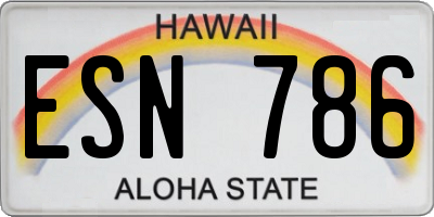 HI license plate ESN786