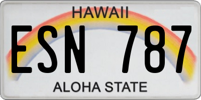 HI license plate ESN787