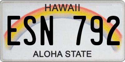 HI license plate ESN792