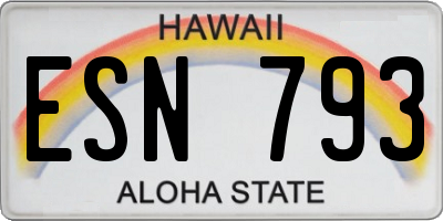 HI license plate ESN793