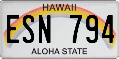 HI license plate ESN794