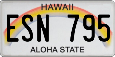 HI license plate ESN795