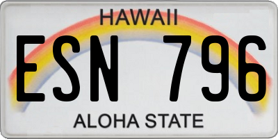 HI license plate ESN796
